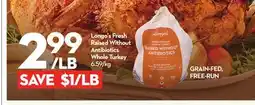 Longo's Fresh Raised Without Antibiotics Whole Turkey offer