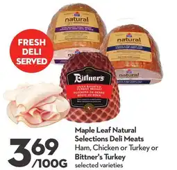Longo's Natural Selections Deli Meats or Bittner's Turkey offer