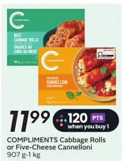 Sobeys COMPLIMENTS Cabbage Rolls or Five-Cheese Cannelloni offer