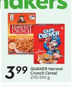 Sobeys QUAKER Harvest Crunch Cereal offer