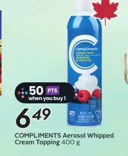 Sobeys COMPLIMENTS Aerosol Whipped Cream Topping offer