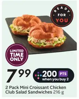 Sobeys 2 Pack Mini Croissant Chicken Club Salad Sandwiches offer