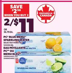 Independent Grocer PC BLUE MENU SPARKLING WATER offer