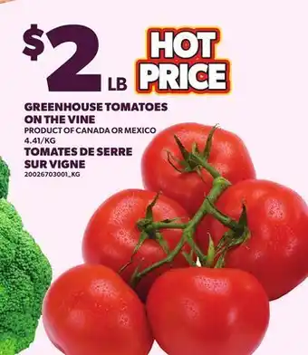Independent Grocer GREENHOUSE TOMATOES ON THE VINE offer