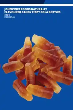 Real Canadian Superstore JOHNVINCE FOODS NATURALLY FLAVOURED CANDY FIZZY COLA BOTTLES offer