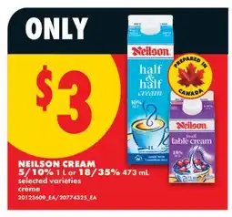 No Frills NEILSON CREAM 5/10% 1 L or 18/35%, 473 mL offer