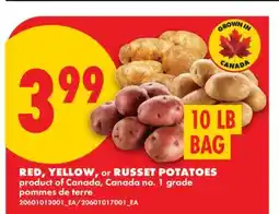 No Frills RED, YELLOW, or RUSSET POTATOES, 10 LB BAG offer