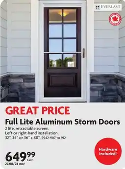 Home Hardware Full Lite Aluminum Storm Doors offer