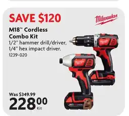 Home Hardware MILWAUKEE M18 Cordless Combo Kit offer