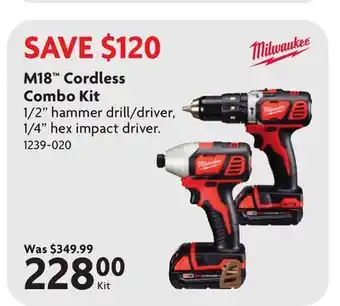 Home Hardware MILWAUKEE M18 Cordless Combo Kit offer