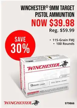 Cabela's WINCHESTER 9MM TARGET PISTOL AMMUNITION offer