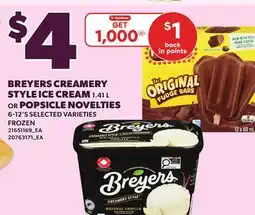 Loblaws BREYERS CREAMERY STYLE ICE CREAM, 1.41 L or POPSICLE NOVELTIES, 6–12'S offer