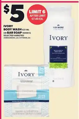 Loblaws IVORY BODY WASH, 621ML OR BAR SOAP offer