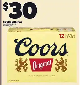 Loblaws COORS ORGINAL, 12X473 ML CANS offer