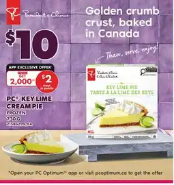 Loblaws PC KEY LIME CREAM PIE offer