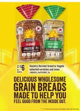 Loblaws COUNTRY HARVEST BREAD OR BAGELS offer