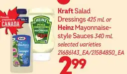 Loblaws KRAFT SALAD DRESSINGS, 425 ML OR HEINZ MAYONNAISE-STYLE SAUCES 340, ML offer