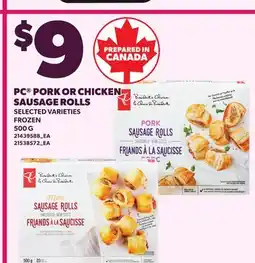 Loblaws PC PORK OR CHICKEN SAUSAGE ROLLS offer