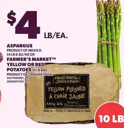 Loblaws ASPARGUS OR FARMER'S MARKET YELLOW OR RED POTATOES, 10 LB BAG offer