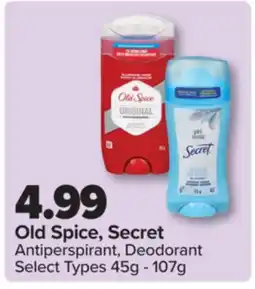 PharmaChoice Old Spice, Secret Antiperspirant, Deodorant offer