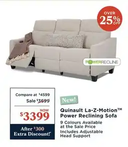 La Z Boy Quinault La-Z-Motion TM Power Reclining Sofa offer