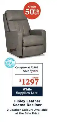 La Z Boy Finley Leather Seated Recliner offer