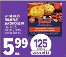 Metro SCHNEIDERS BREAKFAST SANDWICHES OR EGG BITES offer