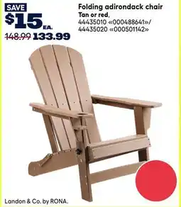 RONA Landon & Co. by RONA Folding adirondack chair Tan or red offer