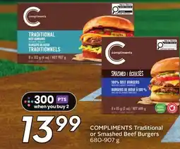 Foodland COMPLIMENTS Traditional or Smashed Beef Burgers offer