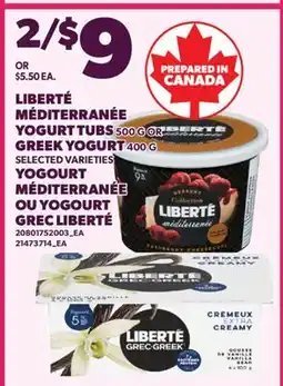 Valu-mart YOGOURT MÉDITERRANÉE, 500 G OU YOGOURT GREC LIBERTÉ, 400 G offer