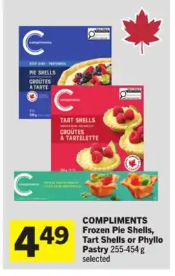 Foodland COMPLIMENTS Frozen Pie Shells, Tart Shells or Phyllo Pastry offer