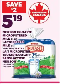 Valu-mart LAIT MICROFILTRÉ TRUTASTE, 4 L OU LAIT SANS LACTOSE NEILSON, 2 L offer
