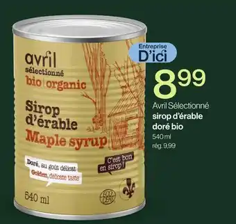 Avril Sirop d'érable doré bio offer