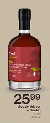Avril sirop d'érable pur ambré bio offer