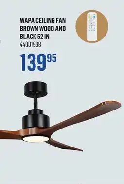 Canac Wapa Ceiling Fan Brown Wood and Black 52in offer