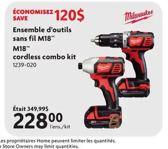 Home Hardware M18 cordless combo kit offer
