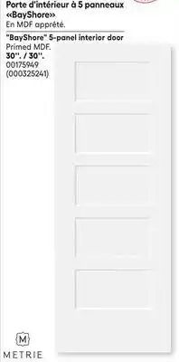 RONA METRIE 30 BayShore 5-panel interior door offer
