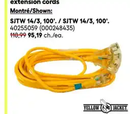RONA Yellow Jacket 14-gauge exterior extension cords, SJTW 14/3, 100' offer