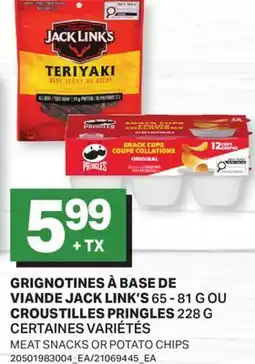 L'Intermarché GRIGNOTINES À BASE DE VIANDE 65 - 81 G OU CROUSTILLES 228 G | MEAT SNACKS OR POTATO CHIPS offer
