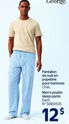 Walmart Men's poplin sleep pants offer