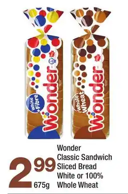 Highland Farms Wonder Classic Sandwich Sliced Bread White or 100% Whole Wheat offer
