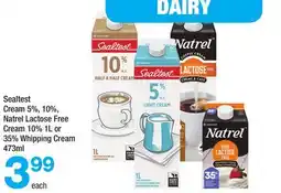 Highland Farms Sealtest Cream 5%, 10%, Natrel Lactose Free Cream 10% 1L or 35% Whipping Cream 473ml offer