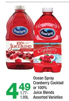 Highland Farms Ocean Spray Cranberry Cocktail or 100% Juice Blends offer