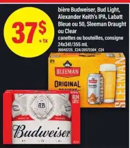 Maxi bière Budweiser, Bud Light, Alexander Keith’s IPA, Labatt Bleue ou 50, Sleeman Draught ou Clear offer