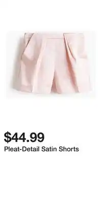 H&M Pleat-Detail Satin Shorts offer