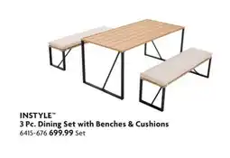 Home Hardware INSTYLE 3 Pc. Dining Set with Benches & Cushions offer