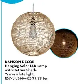Home Hardware Hanging Solar LED Lamp with Rattan Shade offer