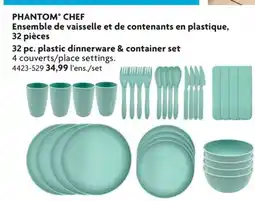 Home Hardware 32 pc plastic dinnerware & container set offer