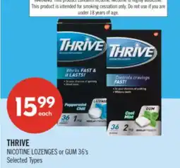 Shoppers Drug Mart THRIVE NICOTINE LOZENGES or GUM offer