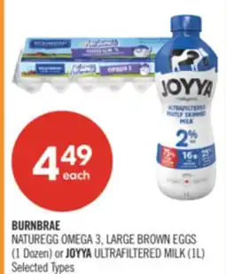 Shoppers Drug Mart BURNBRAE NATUREGG OMEGA 3, LARGE BROWN EGGS (1 Dozen) or JOYYA ULTRAFILTERED MILK (1L) offer